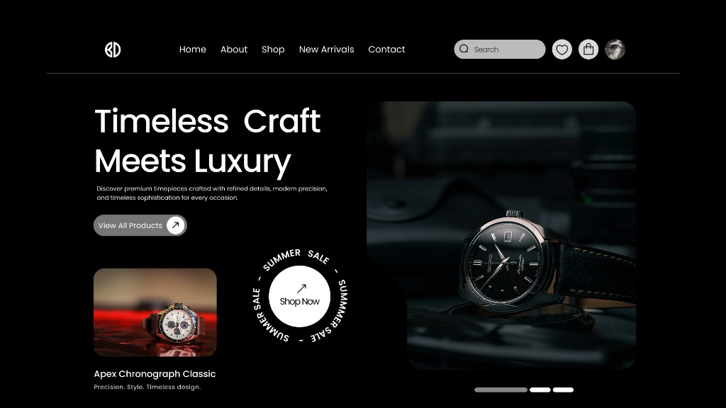 Apex Chronograph Dark Luxury Watch UI