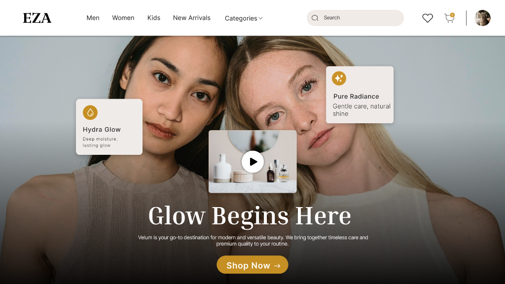 EZA Luxury Skincare and Cosmetics E-Commerce UI Design by Hamid