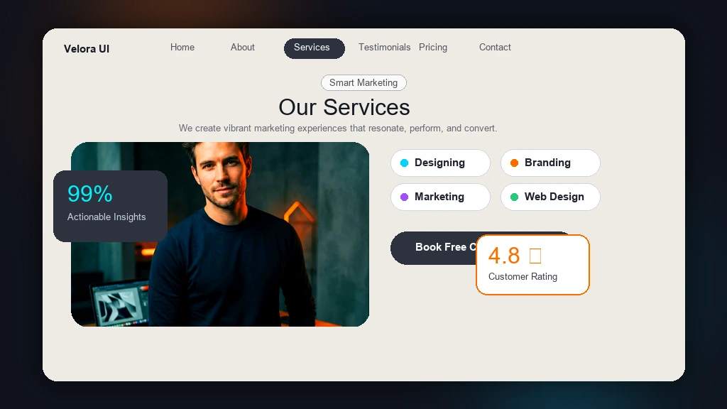 Velora Smart Marketing UI Design Showcase