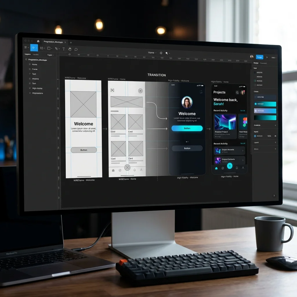 Wireframe to UI Progression